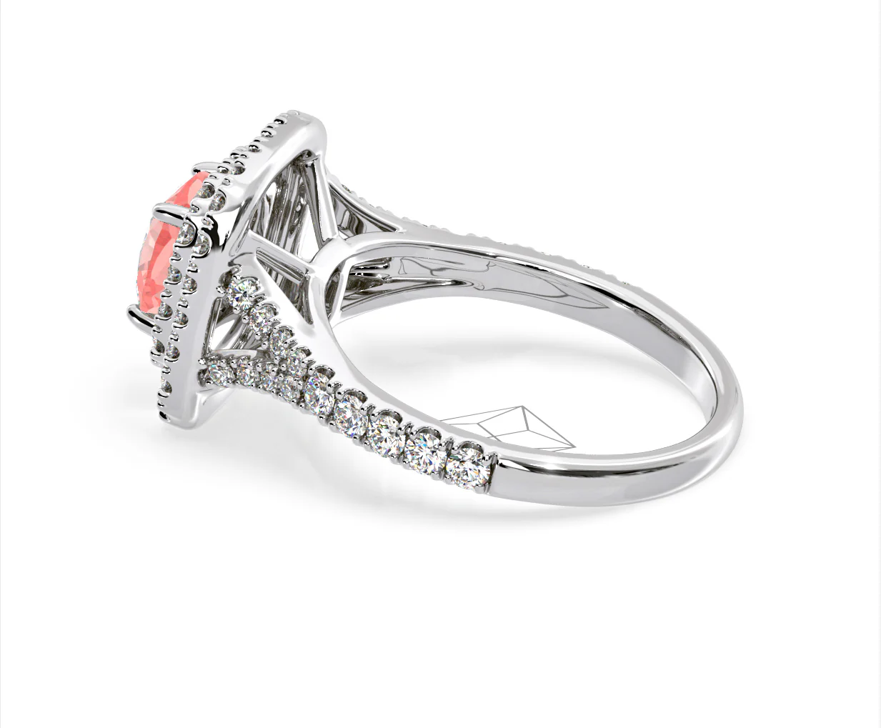 Anastasia Pink Lab Diamond 1.65ct Halo Ring in Platinum - Elara Collection - Image 31