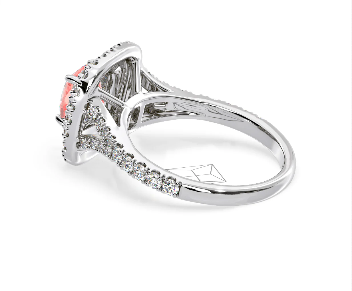 Anastasia Pink Lab Diamond 1.65ct Halo Ring in Platinum - Elara Collection - Image 33