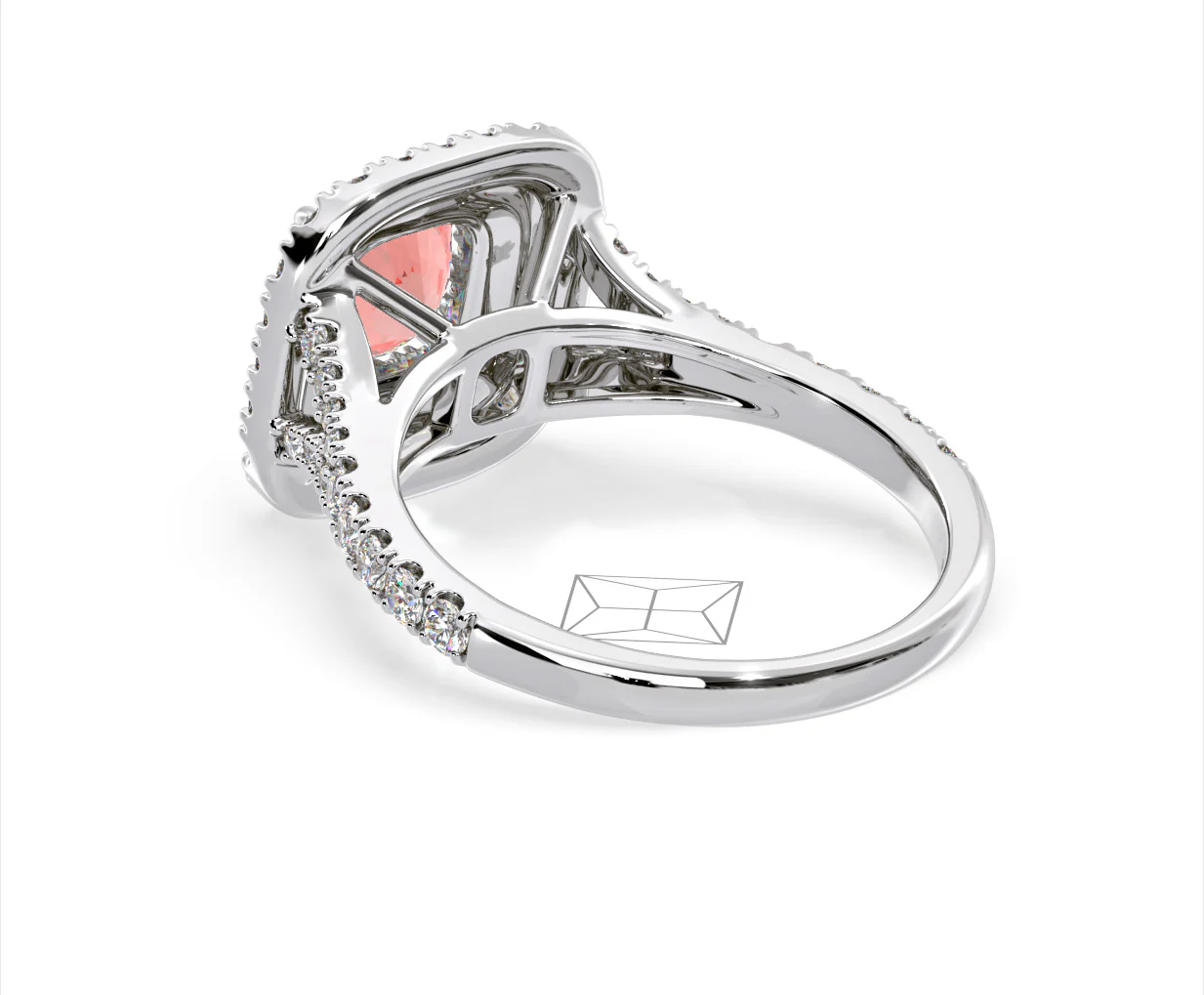 Anastasia Pink Lab Diamond 1.65ct Halo Ring in Platinum - Elara Collection - Image 38