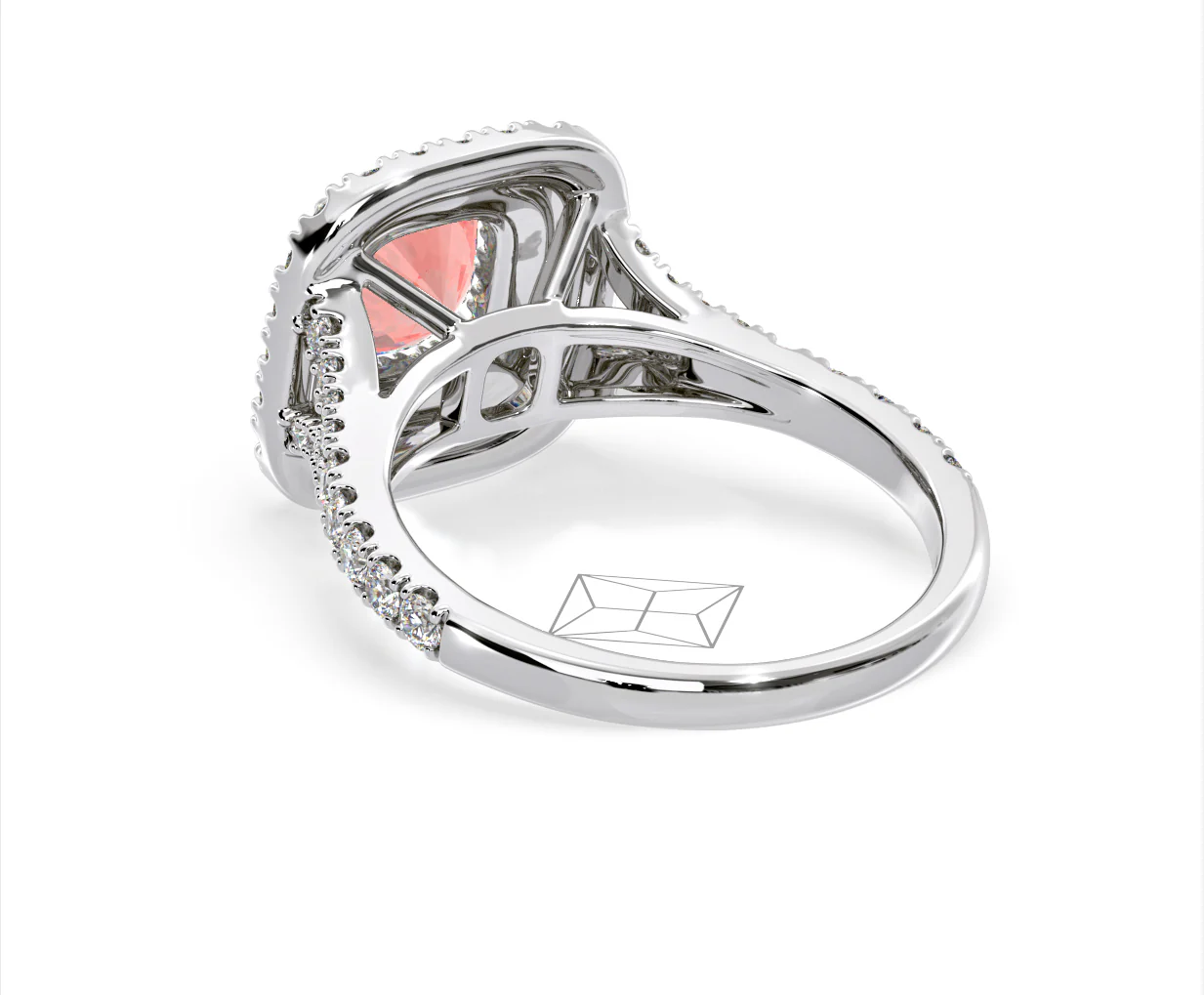 Anastasia Pink Lab Diamond 1.65ct Halo Ring in Platinum - Elara Collection - Image 39