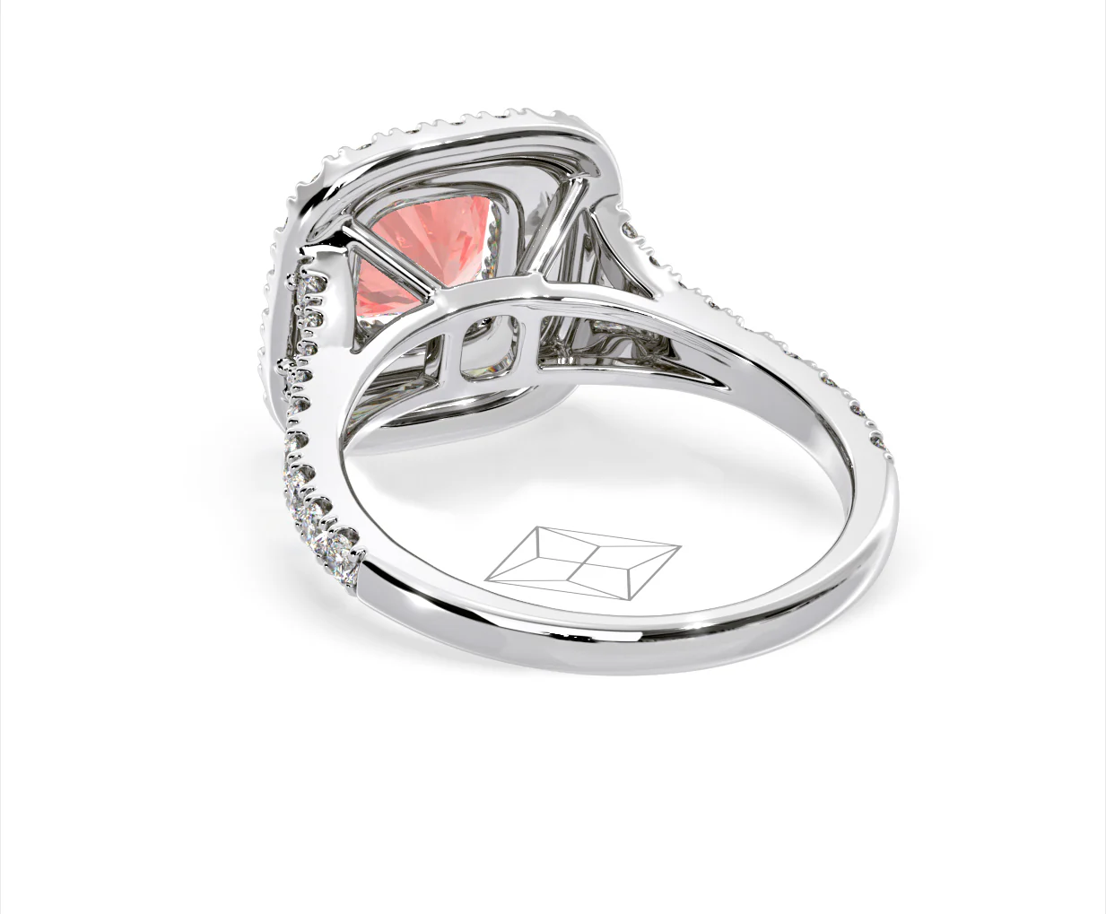 Anastasia Pink Lab Diamond 1.65ct Halo Ring in Platinum - Elara Collection - Image 41