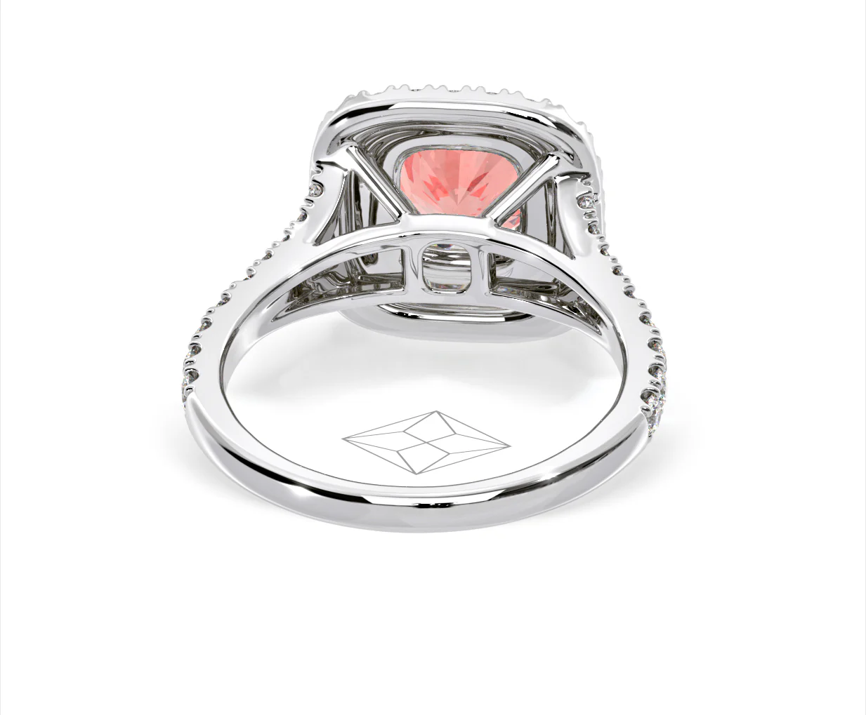 Anastasia Pink Lab Diamond 1.65ct Halo Ring in Platinum - Elara Collection - Image 48