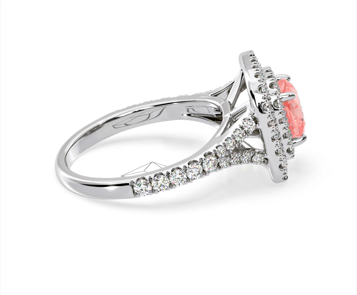Anastasia Pink Lab Diamond 1.65ct Halo Ring in Platinum - Elara Collection - Image 65