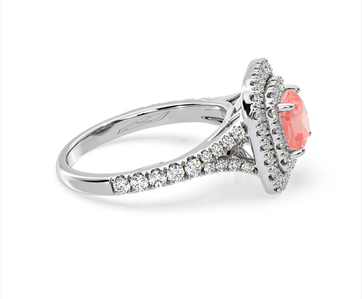 Anastasia Pink Lab Diamond 1.65ct Halo Ring in Platinum - Elara Collection - Image 68