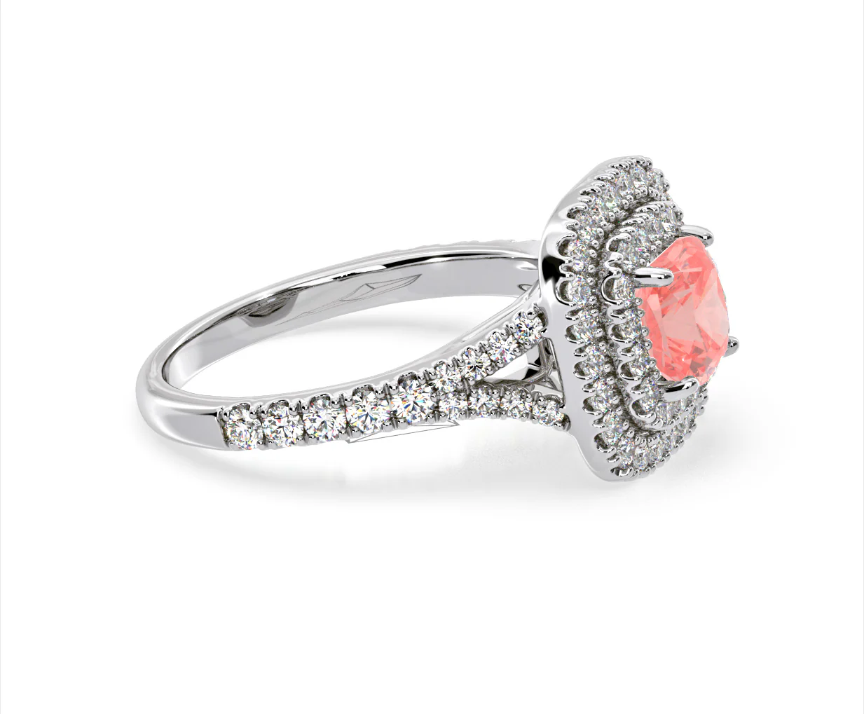 Anastasia Pink Lab Diamond 1.65ct Halo Ring in Platinum - Elara Collection - Image 71