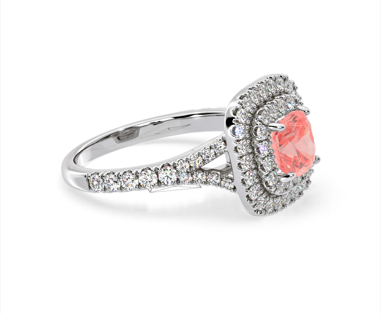 Anastasia Pink Lab Diamond 1.65ct Halo Ring in Platinum - Elara Collection - Image 73