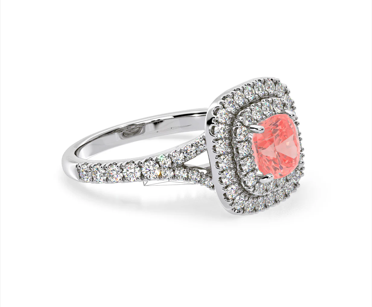 Anastasia Pink Lab Diamond 1.65ct Halo Ring in Platinum - Elara Collection - Image 75