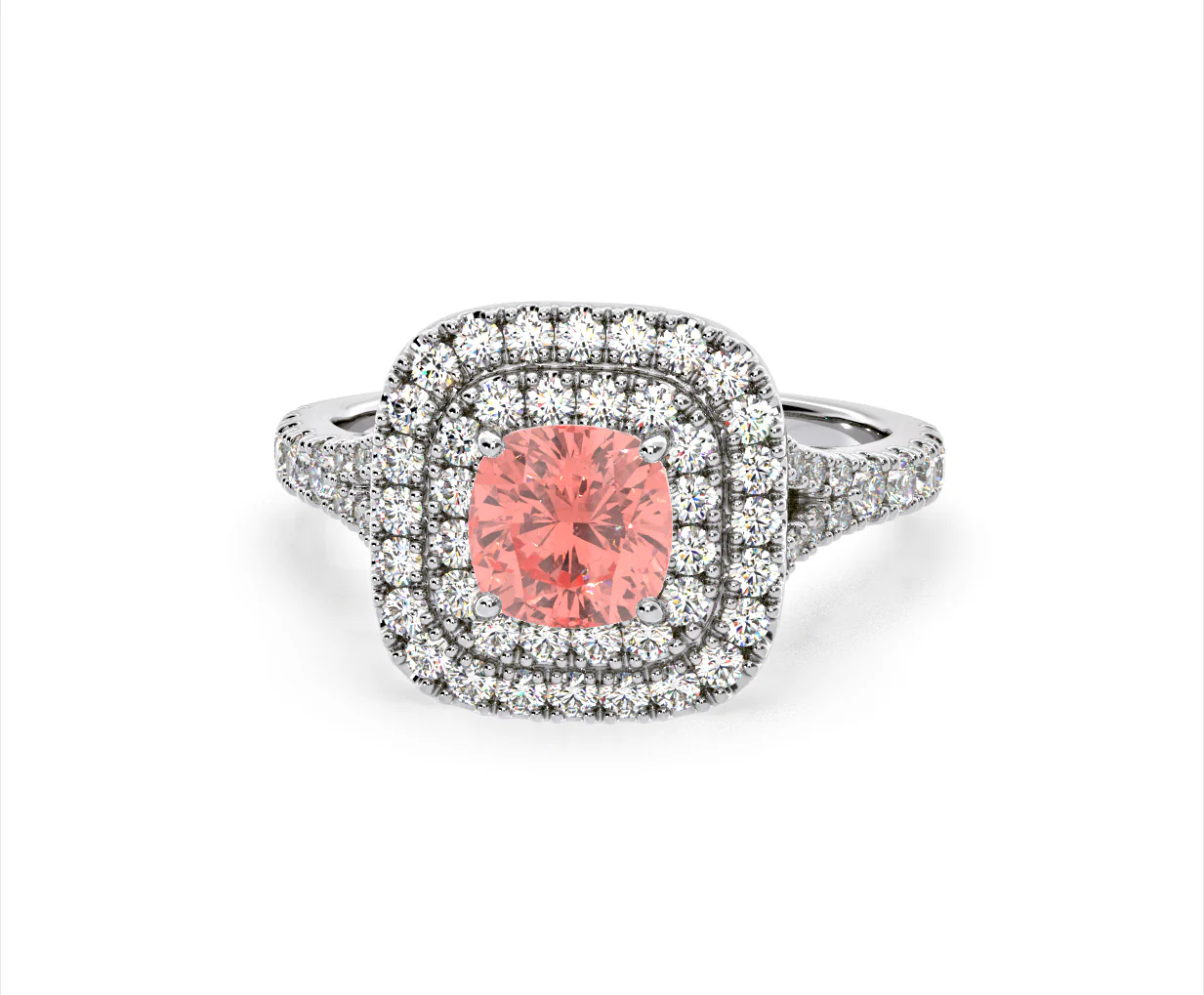 Anastasia Pink Lab Diamond 1.65ct Halo Ring in Platinum - Elara Collection - Image 8