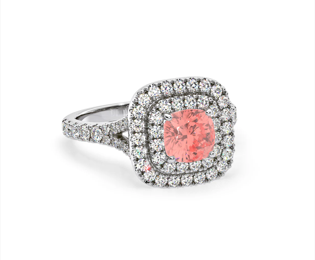 Anastasia Pink Lab Diamond 1.65ct Halo Ring in Platinum - Elara Collection - Image 82