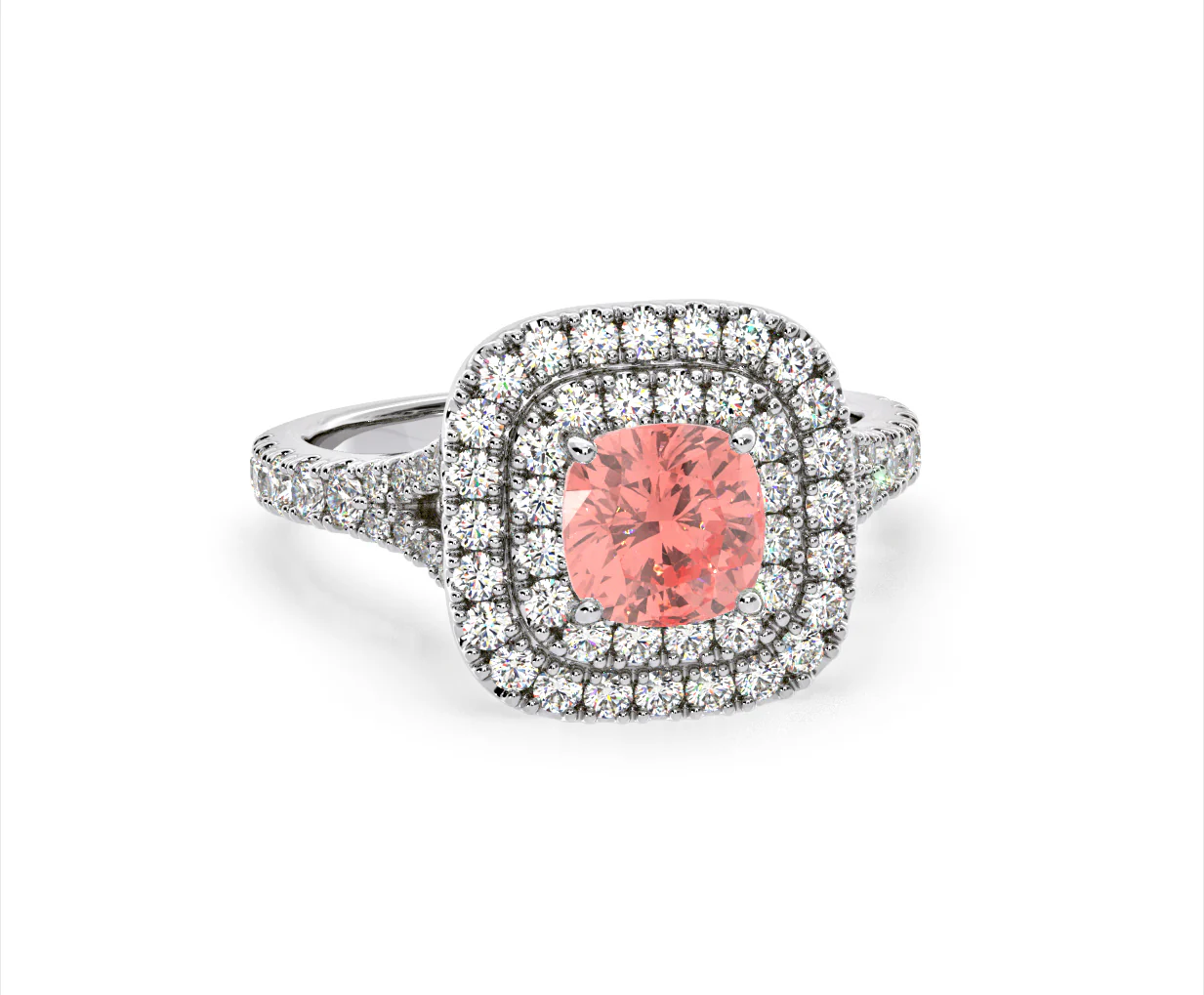 Anastasia Pink Lab Diamond 1.65ct Halo Ring in Platinum - Elara Collection - Image 84