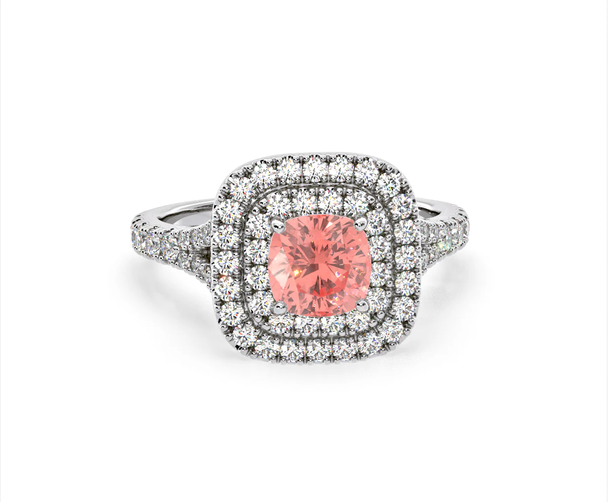Anastasia Pink Lab Diamond 1.65ct Halo Ring in Platinum - Elara Collection - Image 85