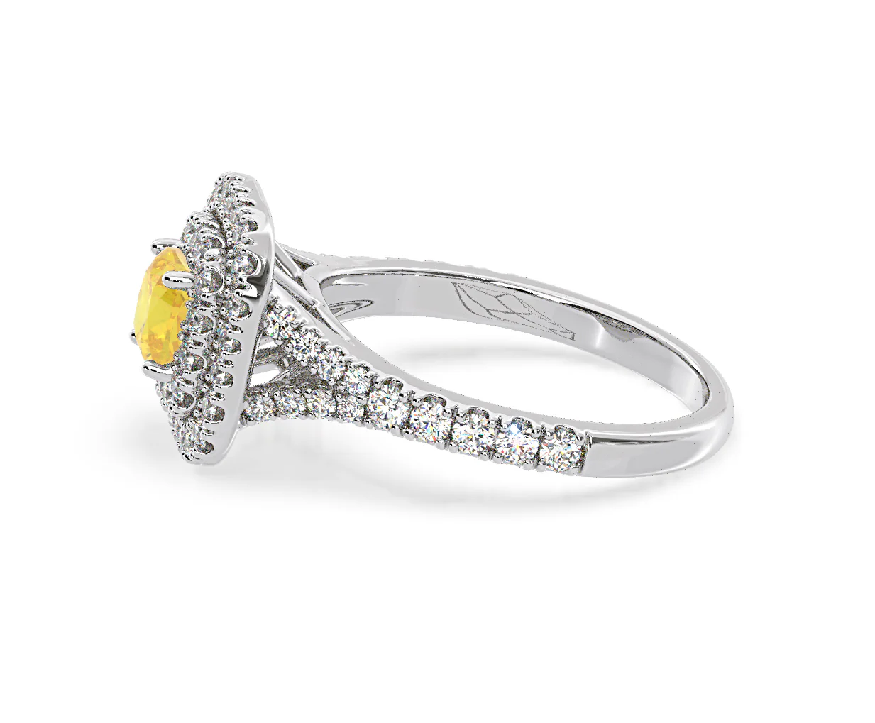 Anastasia Yellow Lab Diamond 1.30ct Halo Ring in 18K White Gold - Elara Collection - Image 26