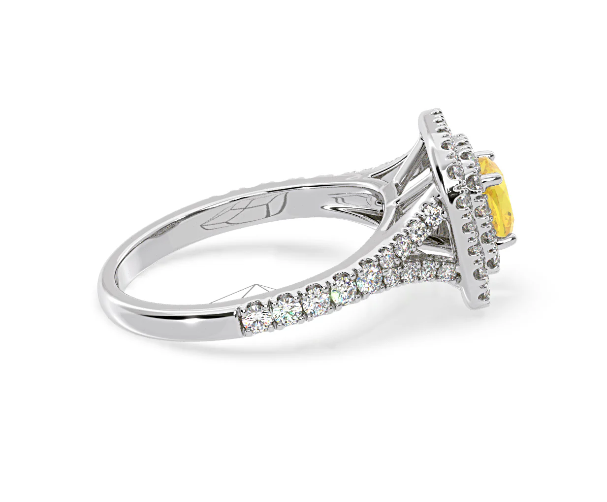 Anastasia Yellow Lab Diamond 1.30ct Halo Ring in 18K White Gold - Elara Collection - Image 66