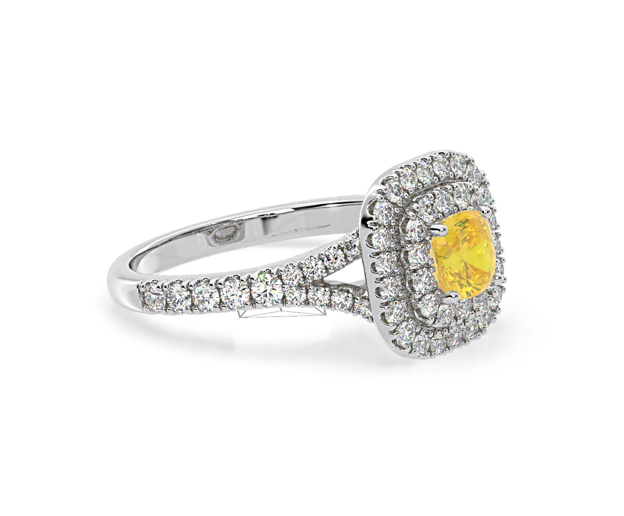 Anastasia Yellow Lab Diamond 1.30ct Halo Ring in 18K White Gold - Elara Collection - Image 76