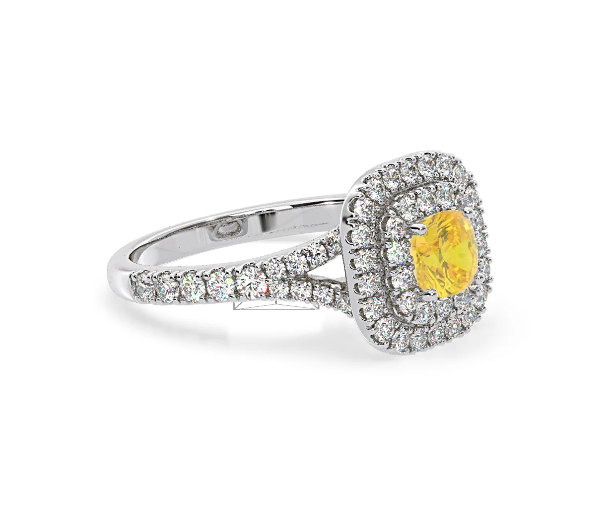 Anastasia Yellow Lab Diamond 1.30ct Halo Ring in 18K White Gold - Elara Collection - Image 77