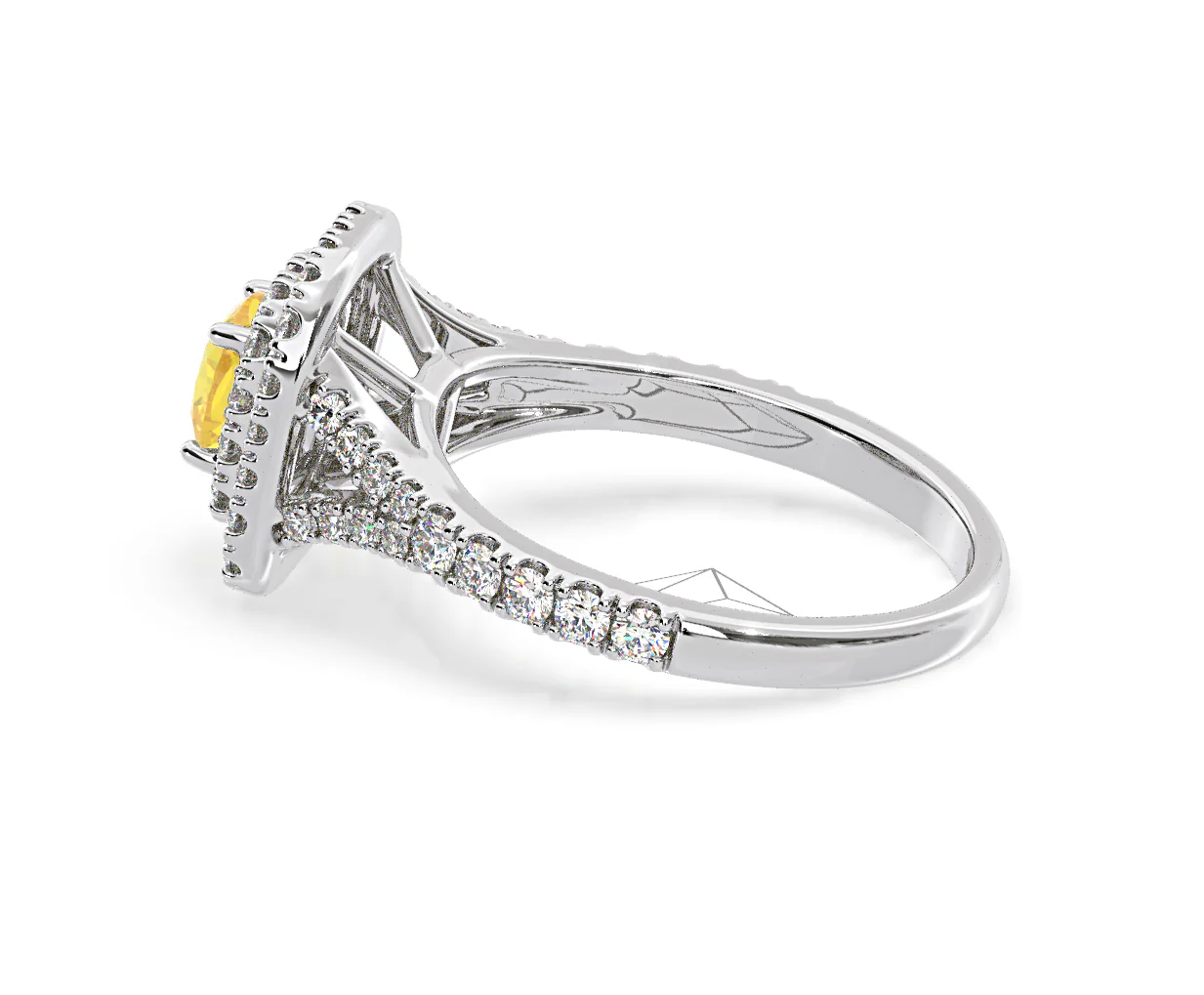 Anastasia Yellow Lab Diamond 1.30ct Halo Ring in Platinum - Elara Collection - Image 33