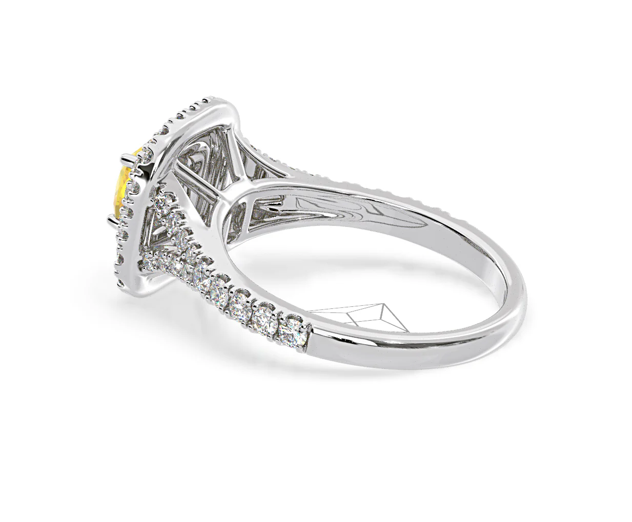 Anastasia Yellow Lab Diamond 1.30ct Halo Ring in Platinum - Elara Collection - Image 36