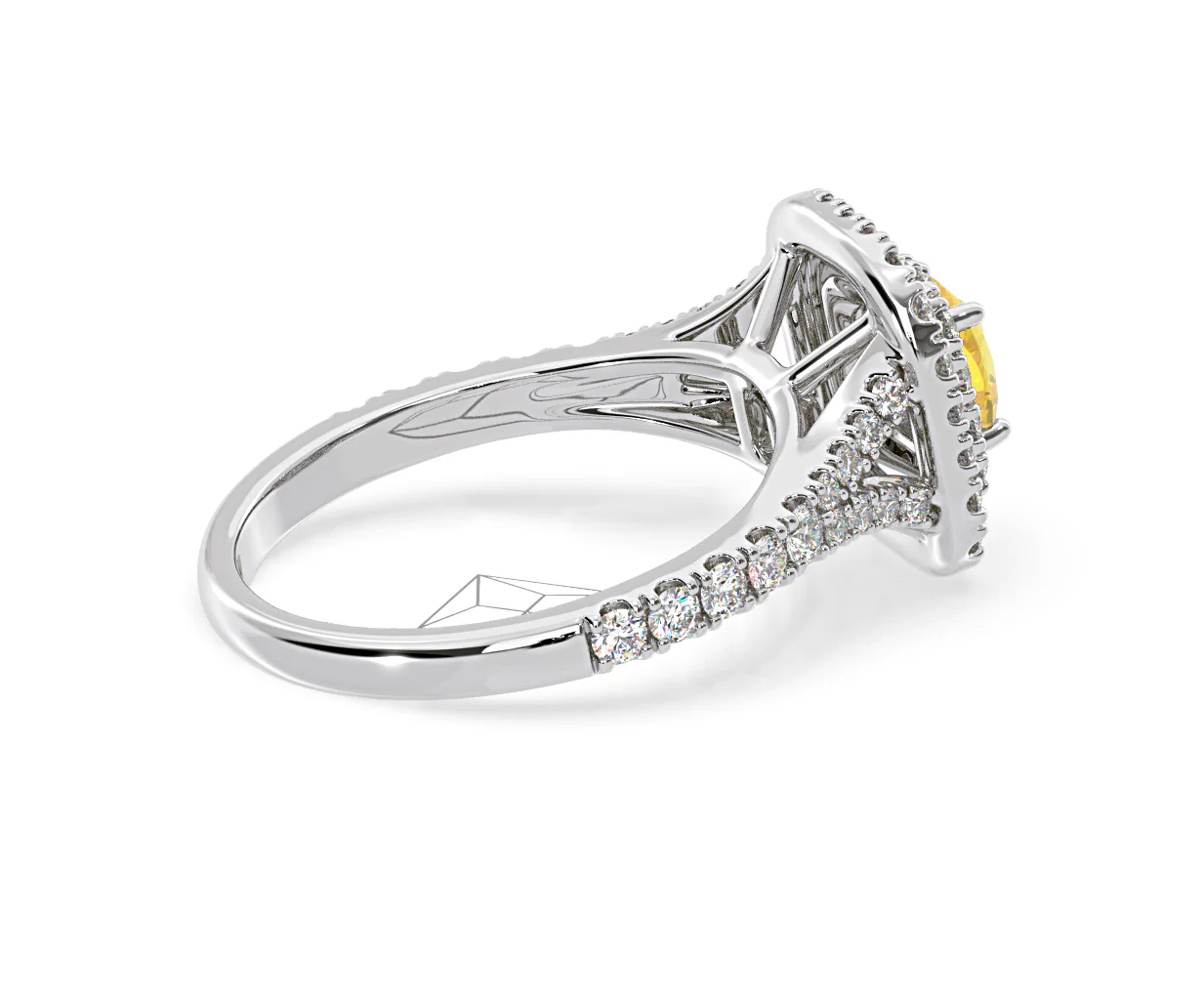 Anastasia Yellow Lab Diamond 1.30ct Halo Ring in Platinum - Elara Collection - Image 64