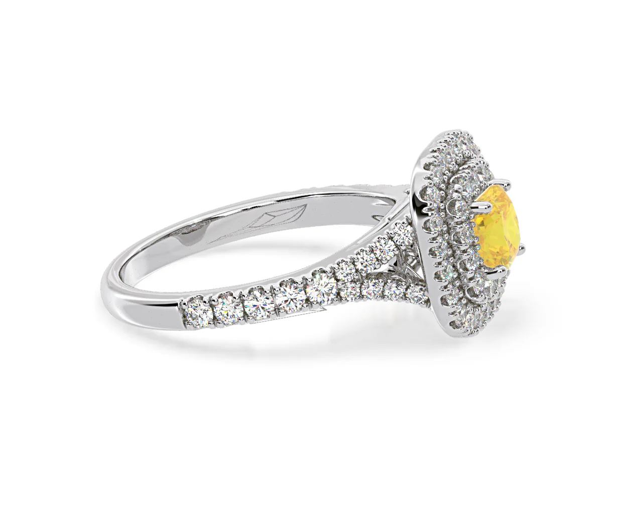Anastasia Yellow Lab Diamond 1.30ct Halo Ring in Platinum - Elara Collection - Image 73