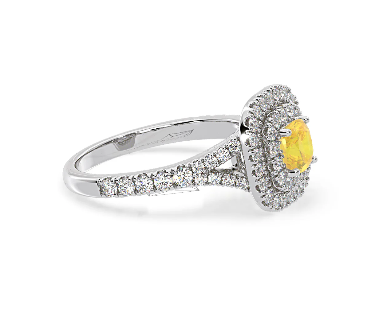 Anastasia Yellow Lab Diamond 1.30ct Halo Ring in Platinum - Elara Collection - Image 75