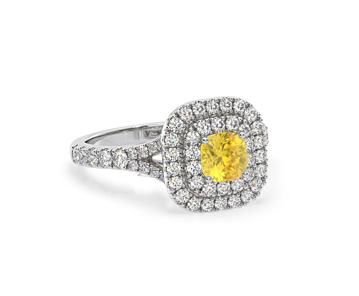 Anastasia Yellow Lab Diamond 1.30ct Halo Ring in Platinum - Elara Collection - Image 84