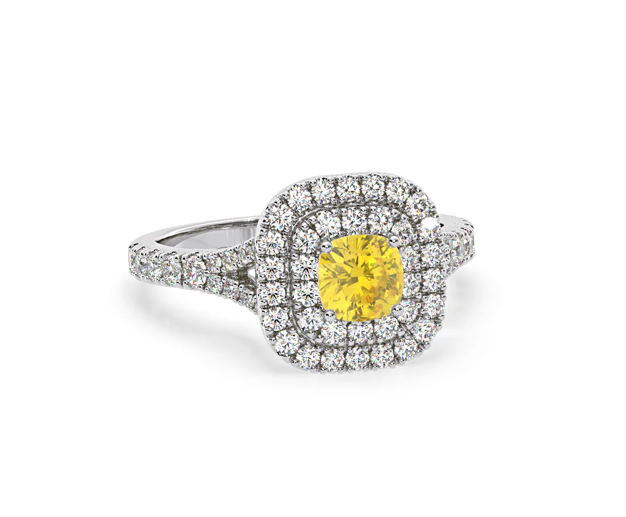 Anastasia Yellow Lab Diamond 1.30ct Halo Ring in Platinum - Elara Collection - Image 86