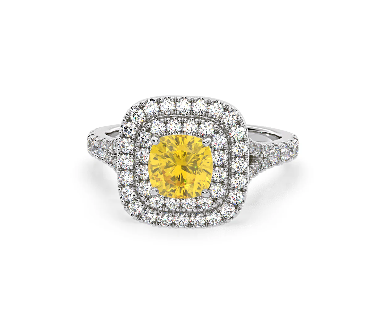 Anastasia Yellow Lab Diamond 1.65ct Halo Ring in 18K White Gold - Elara Collection - Image 11
