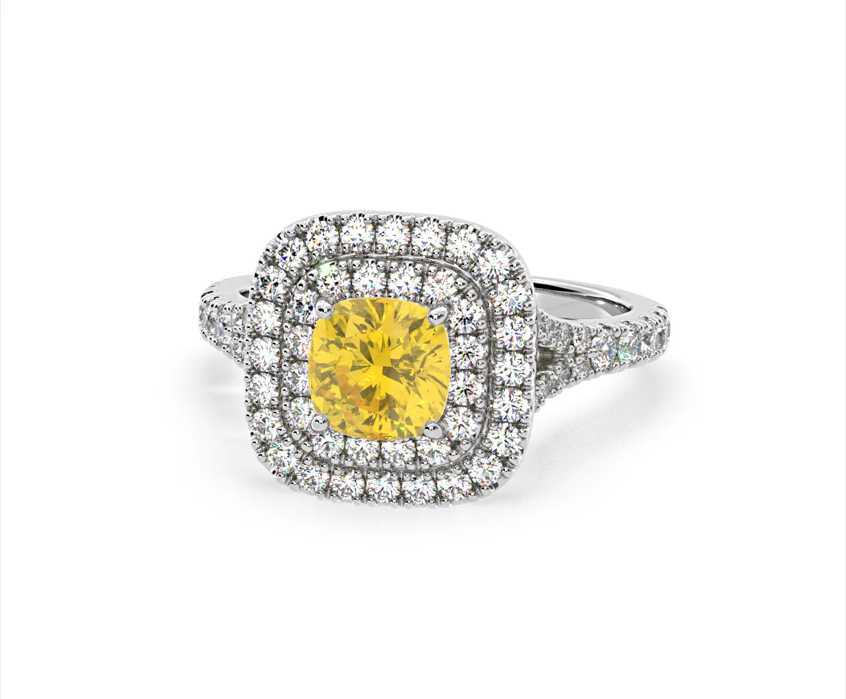 Anastasia Yellow Lab Diamond 1.65ct Halo Ring in 18K White Gold - Elara Collection - Image 12