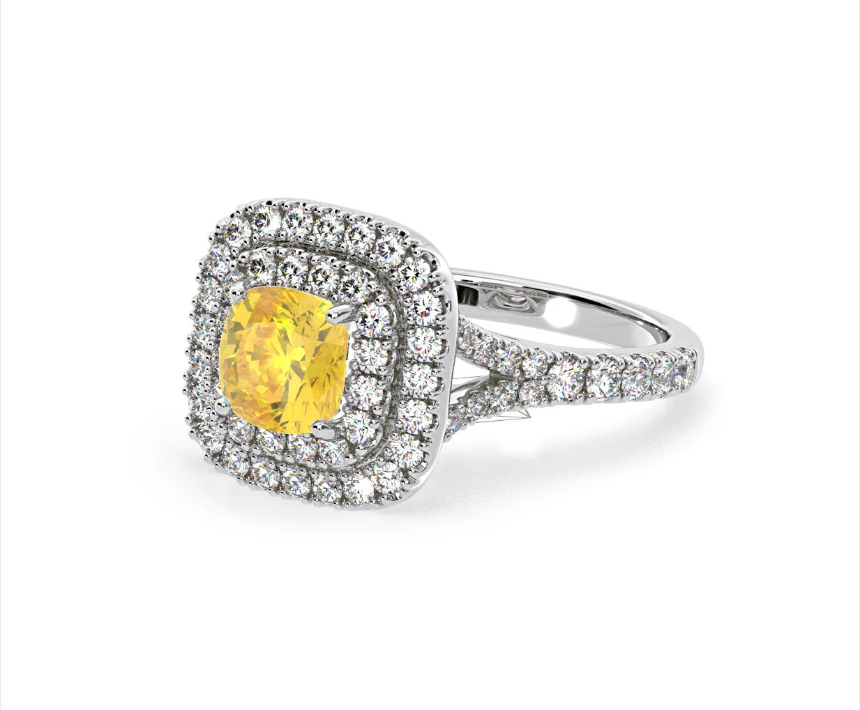 Anastasia Yellow Lab Diamond 1.65ct Halo Ring in 18K White Gold - Elara Collection - Image 17