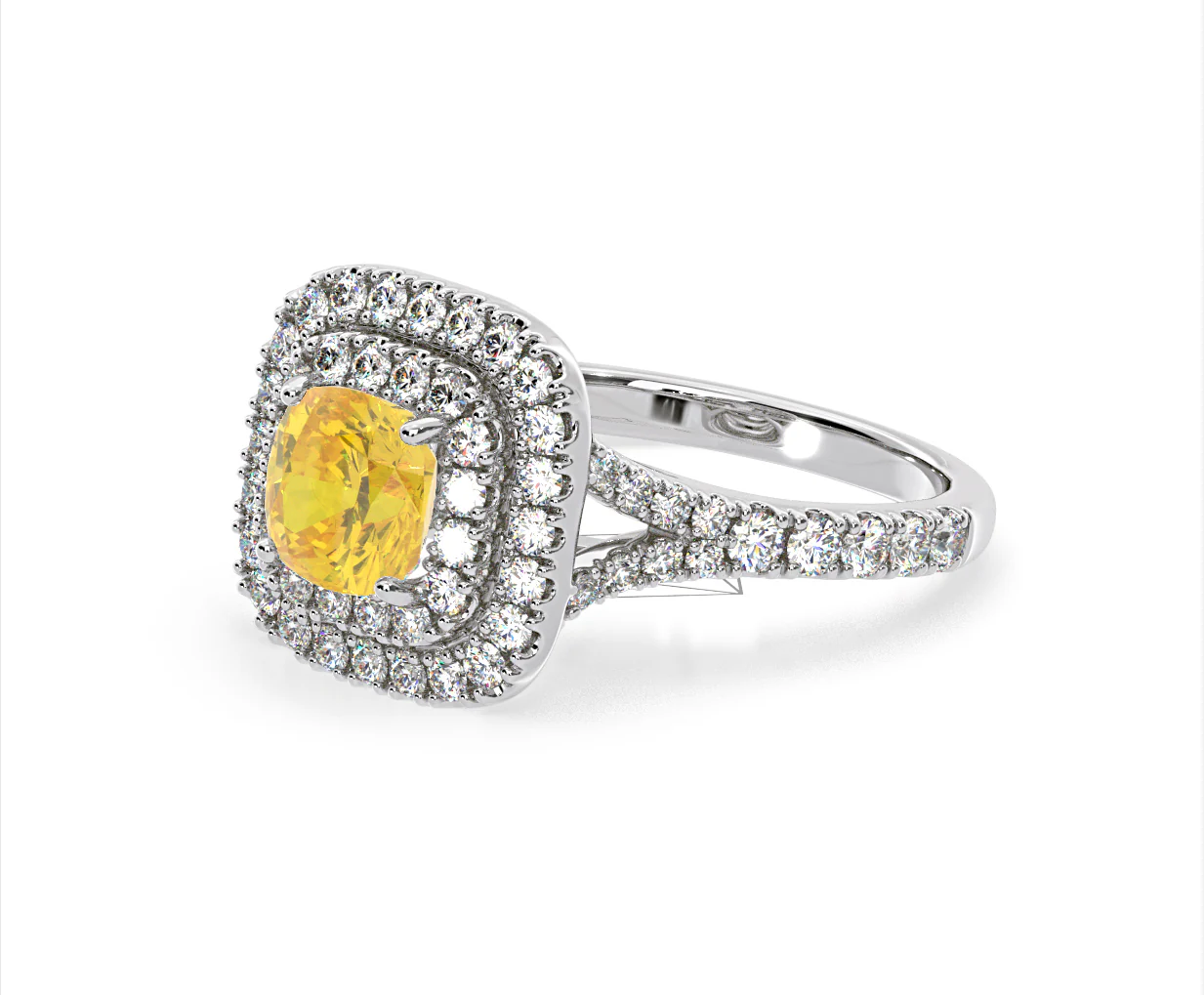 Anastasia Yellow Lab Diamond 1.65ct Halo Ring in 18K White Gold - Elara Collection - Image 19
