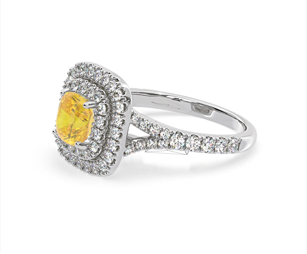 Anastasia Yellow Lab Diamond 1.65ct Halo Ring in 18K White Gold - Elara Collection - Image 22