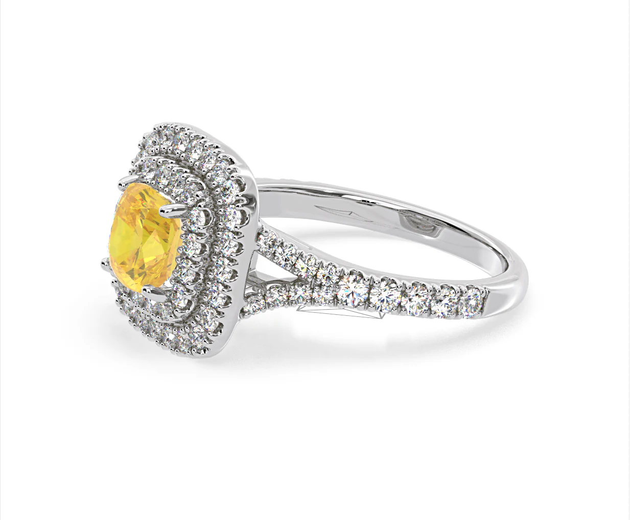 Anastasia Yellow Lab Diamond 1.65ct Halo Ring in 18K White Gold - Elara Collection - Image 23