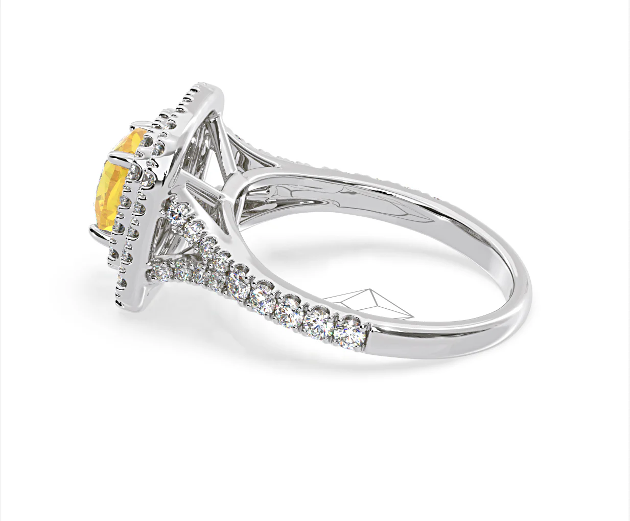 Anastasia Yellow Lab Diamond 1.65ct Halo Ring in 18K White Gold - Elara Collection - Image 33