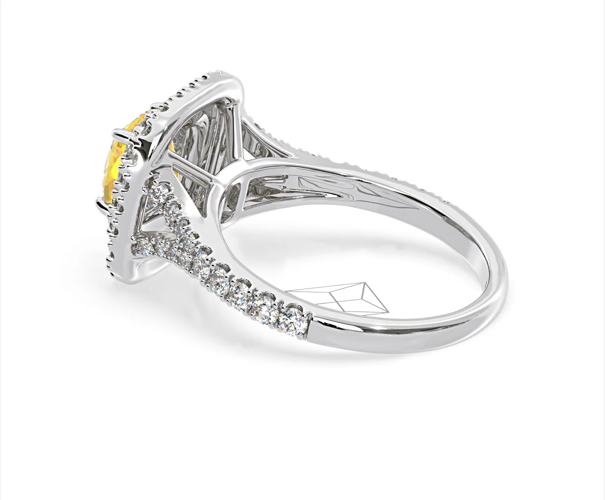 Anastasia Yellow Lab Diamond 1.65ct Halo Ring in 18K White Gold - Elara Collection - Image 36