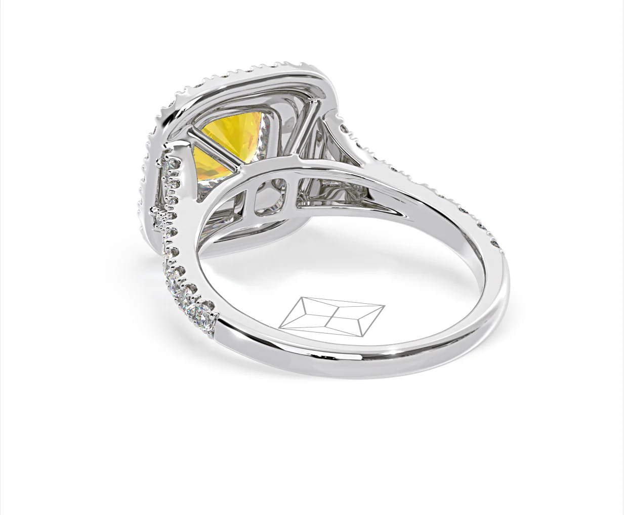 Anastasia Yellow Lab Diamond 1.65ct Halo Ring in 18K White Gold - Elara Collection - Image 43