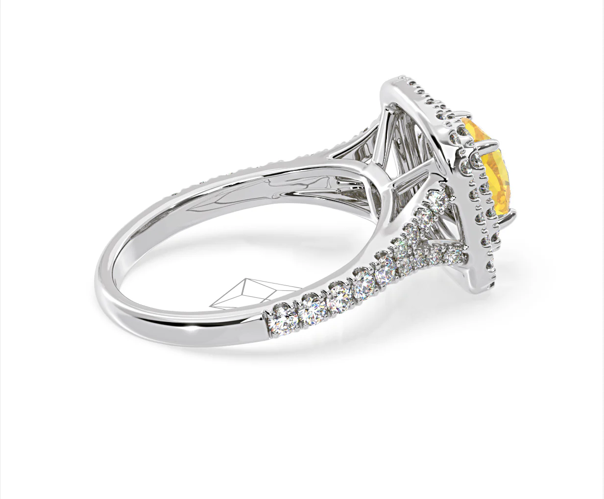 Anastasia Yellow Lab Diamond 1.65ct Halo Ring in 18K White Gold - Elara Collection - Image 65