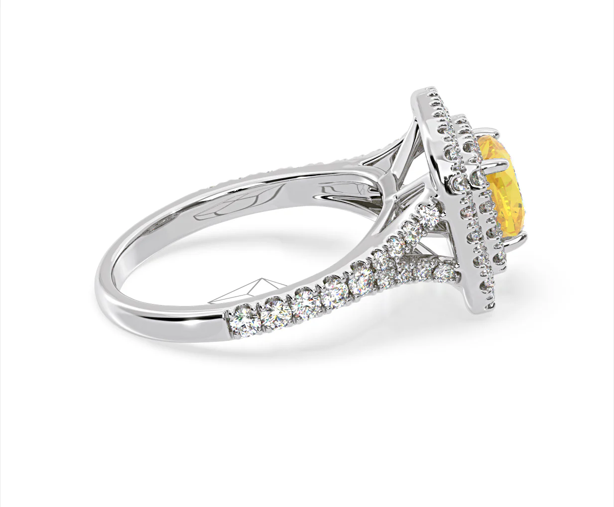 Anastasia Yellow Lab Diamond 1.65ct Halo Ring in 18K White Gold - Elara Collection - Image 68
