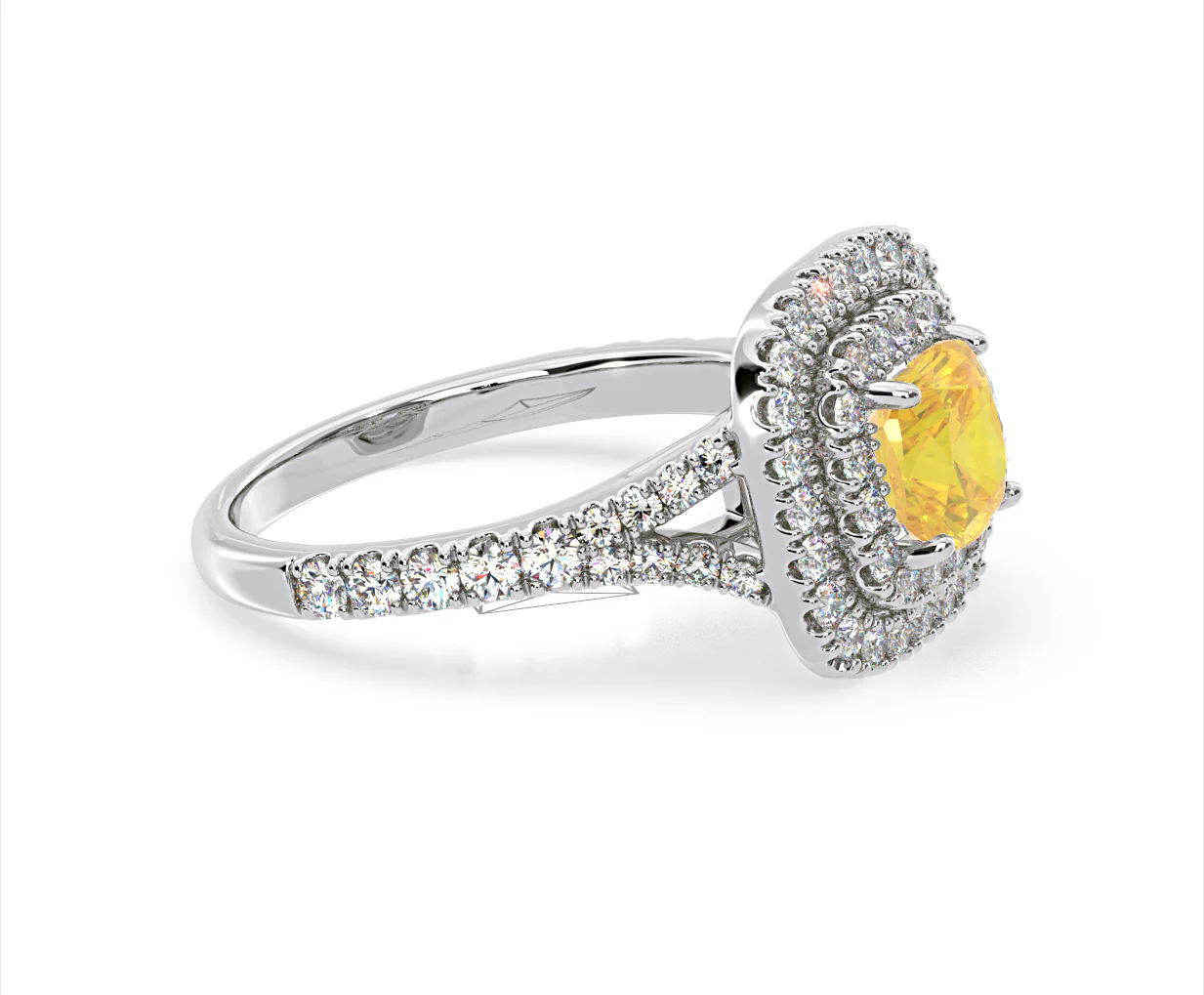 Anastasia Yellow Lab Diamond 1.65ct Halo Ring in 18K White Gold - Elara Collection - Image 75