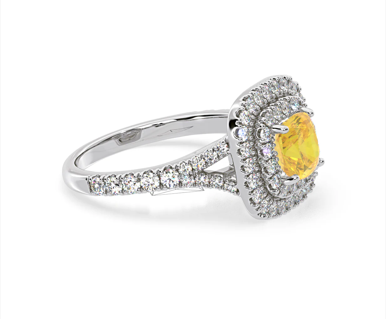 Anastasia Yellow Lab Diamond 1.65ct Halo Ring in 18K White Gold - Elara Collection - Image 76