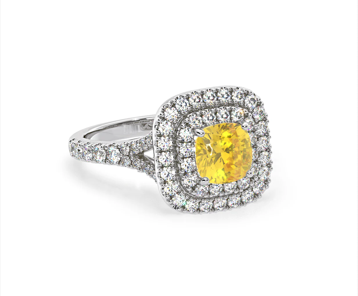 Anastasia Yellow Lab Diamond 1.65ct Halo Ring in 18K White Gold - Elara Collection - Image 84