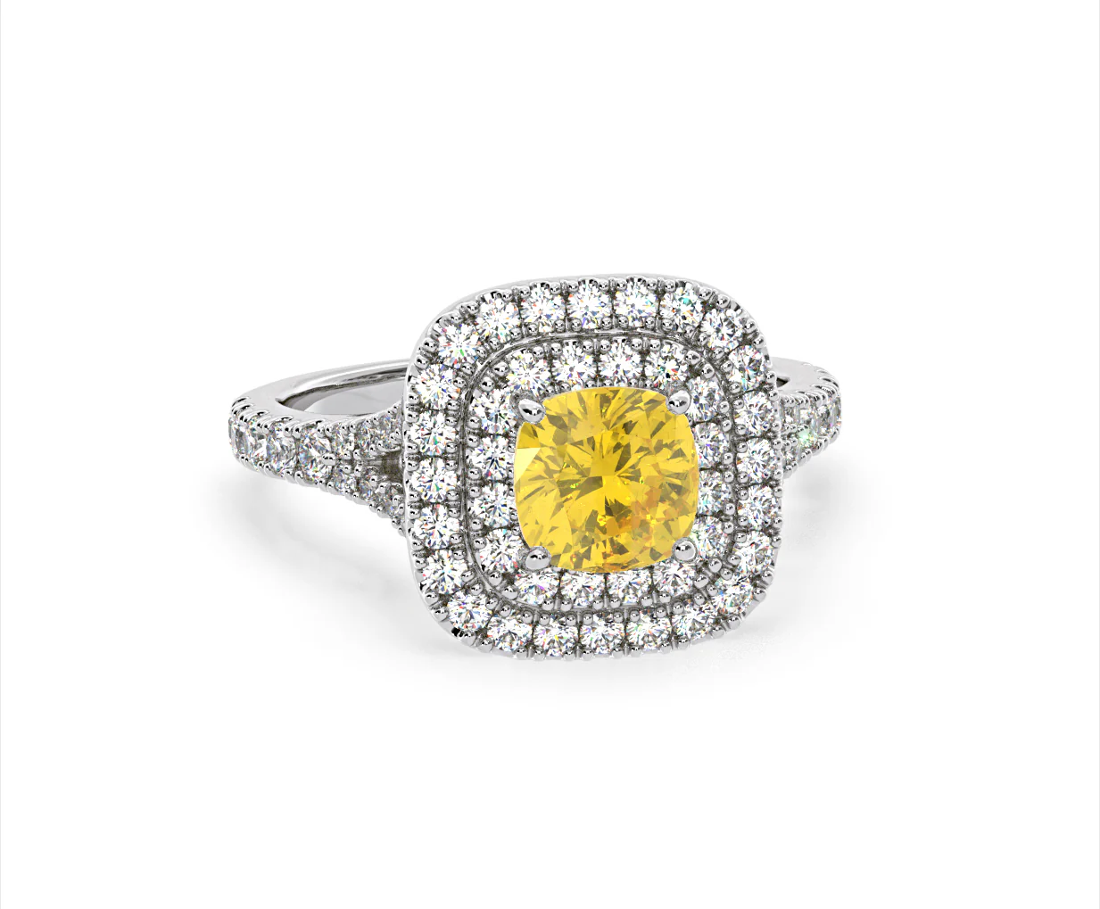 Anastasia Yellow Lab Diamond 1.65ct Halo Ring in 18K White Gold - Elara Collection - Image 87