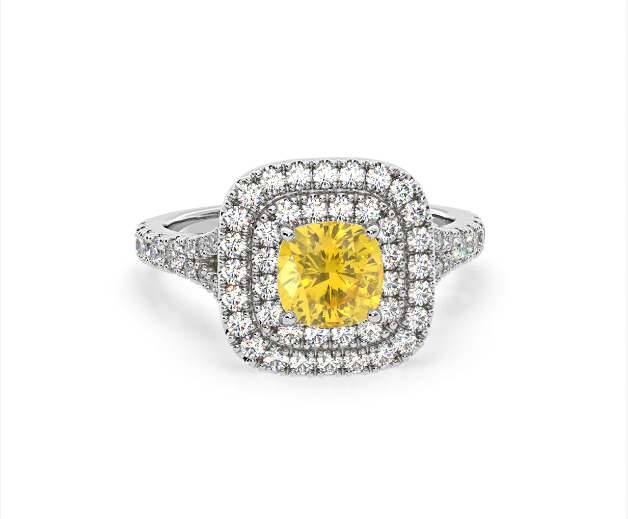 Anastasia Yellow Lab Diamond 1.65ct Halo Ring in 18K White Gold - Elara Collection - Image 88