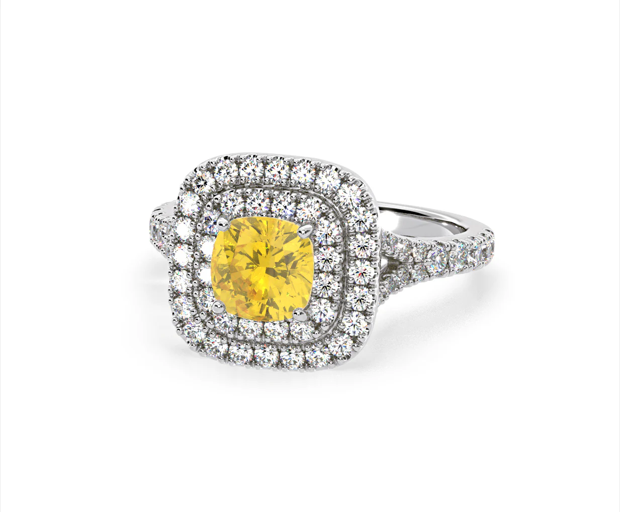 Anastasia Yellow Lab Diamond 1.65ct Halo Ring in Platinum - Elara Collection - Image 13