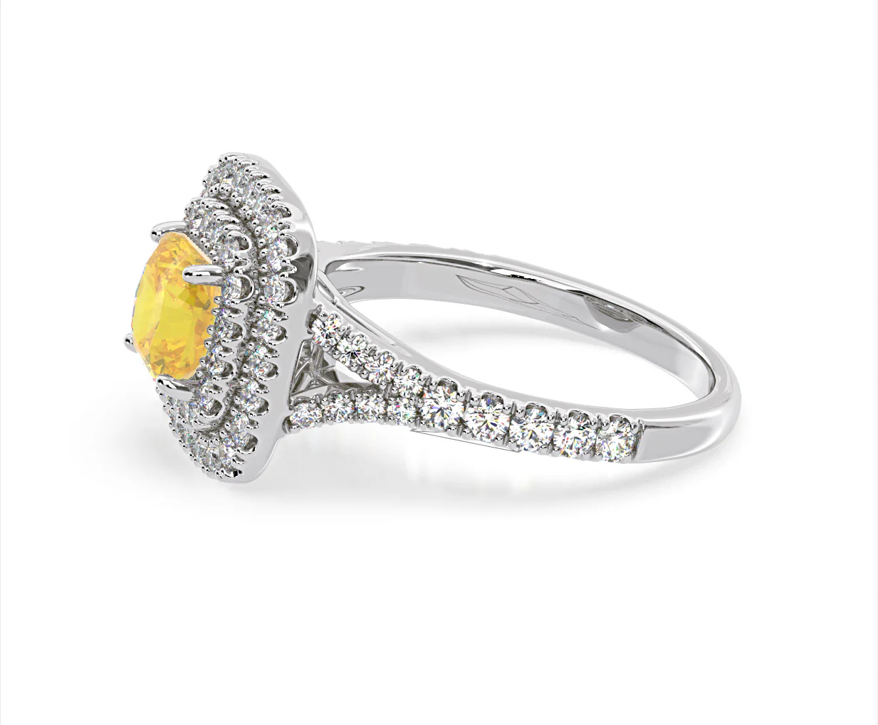 Anastasia Yellow Lab Diamond 1.65ct Halo Ring in Platinum - Elara Collection - Image 26
