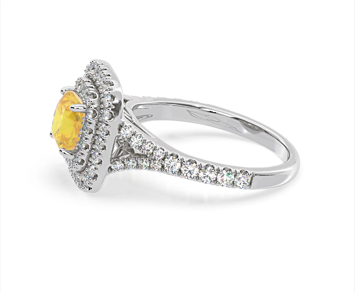 Anastasia Yellow Lab Diamond 1.65ct Halo Ring in Platinum - Elara Collection - Image 27
