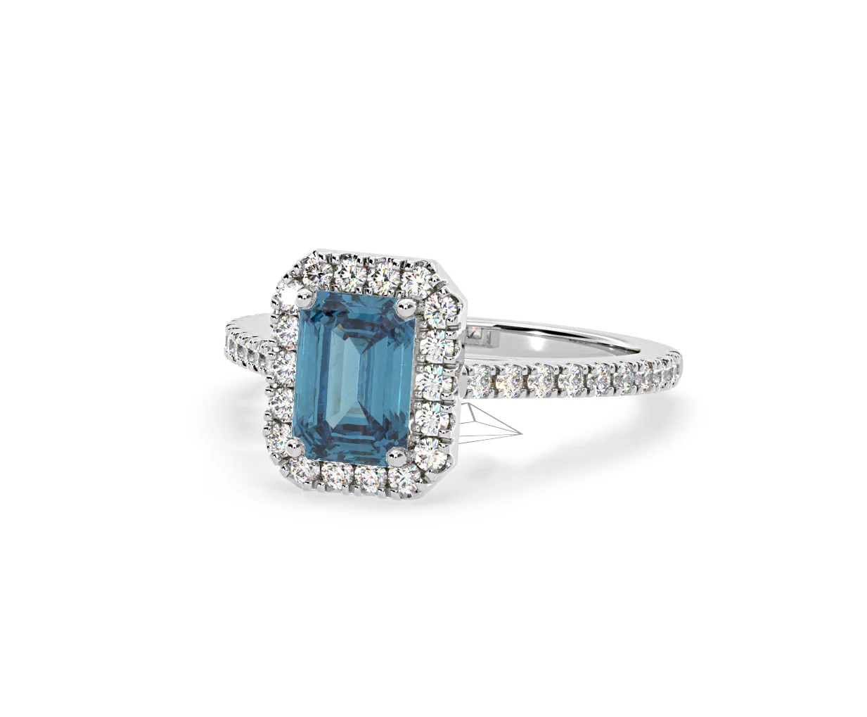 Annabelle Blue Lab Diamond 1.65ct Emerald Cut Halo Ring in 18K White Gold - Elara Collection - Image 11