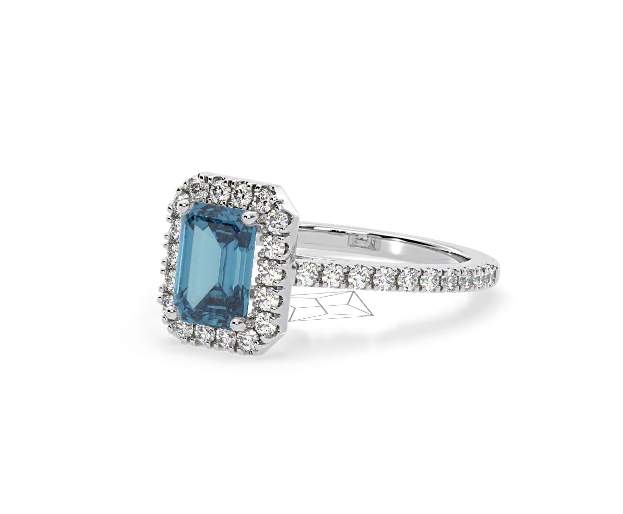 Annabelle Blue Lab Diamond 1.65ct Emerald Cut Halo Ring in 18K White Gold - Elara Collection - Image 14