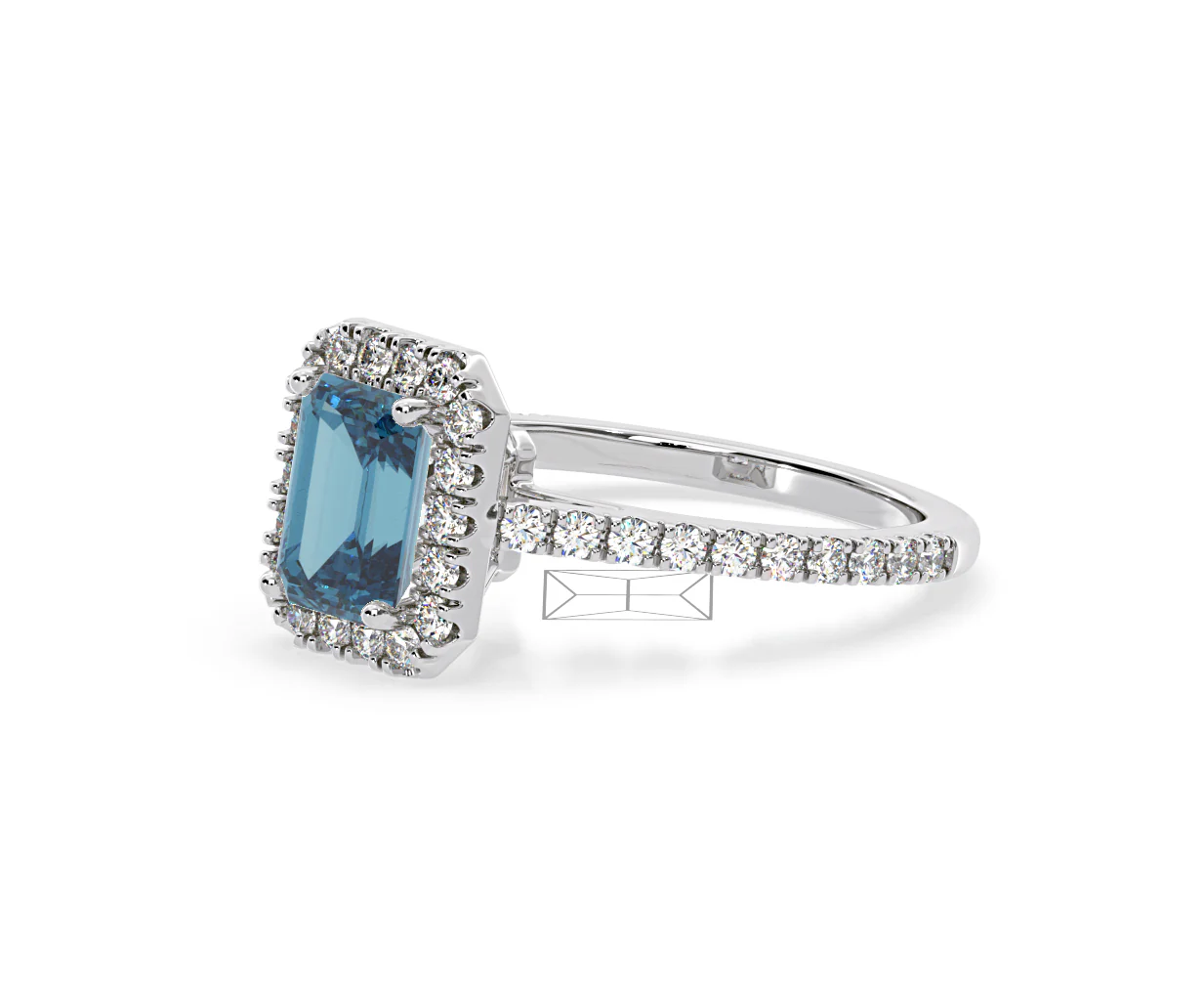 Annabelle Blue Lab Diamond 1.65ct Emerald Cut Halo Ring in 18K White Gold - Elara Collection - Image 17