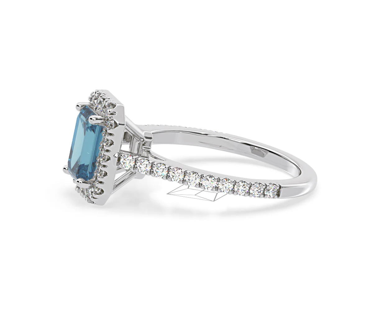 Annabelle Blue Lab Diamond 1.65ct Emerald Cut Halo Ring in 18K White Gold - Elara Collection - Image 23