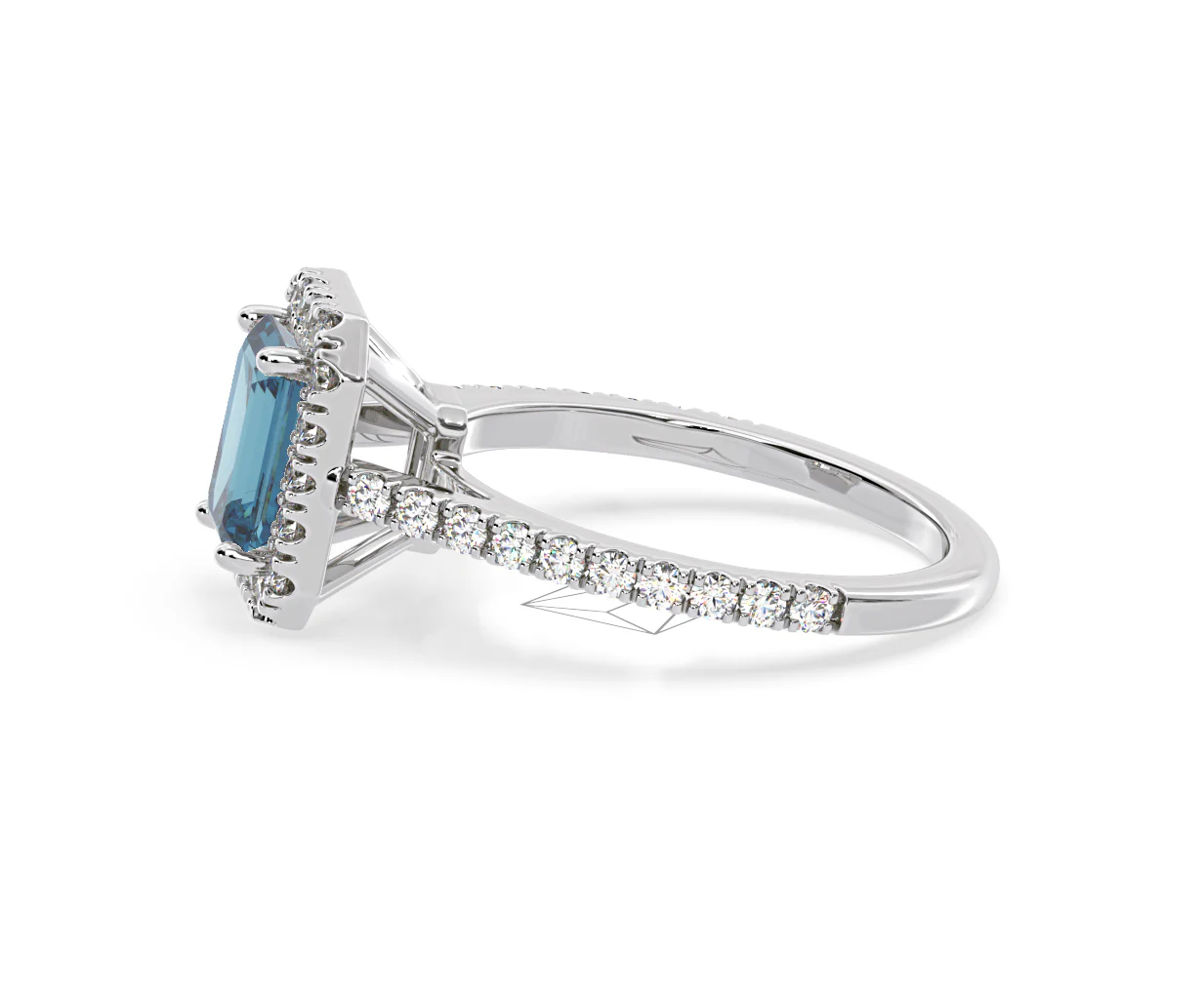 Annabelle Blue Lab Diamond 1.65ct Emerald Cut Halo Ring in 18K White Gold - Elara Collection - Image 25